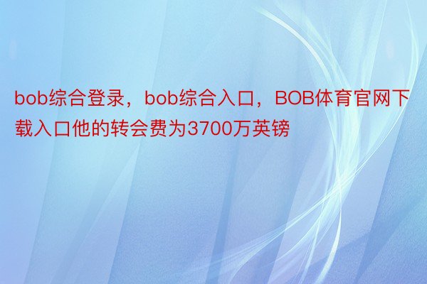 bob综合登录，bob综合入口，BOB体育官网下载入口他的转会费为3700万英镑