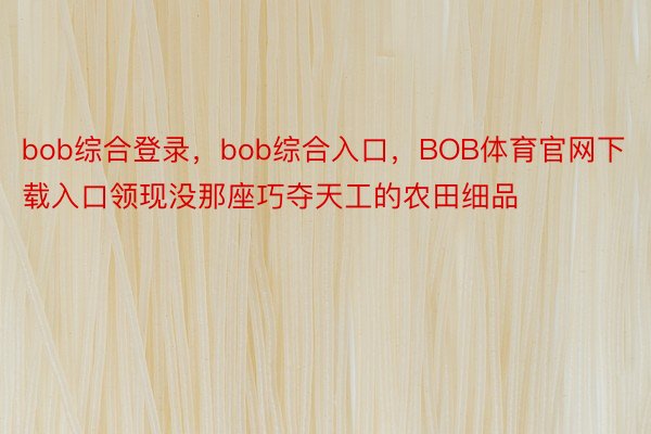 bob综合登录，bob综合入口，BOB体育官网下载入口领现没那座巧夺天工的农田细品